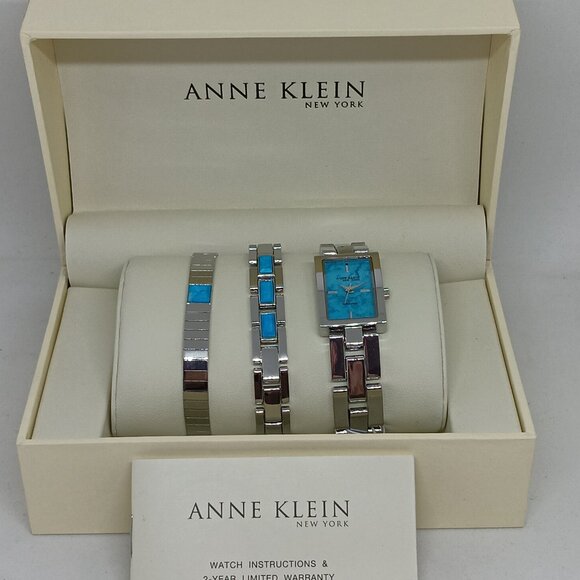 Anne Klein New York 12/7749TQST Women's 21x28mm Turquoise Watch & Bracelet Set - Picture 10 of 11